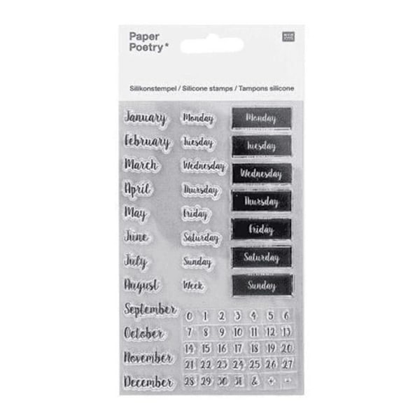 Transparent stämpel - RICO DESIGN - Manuskriptkalender - 62 st - Vuxen - Blandat Transparent