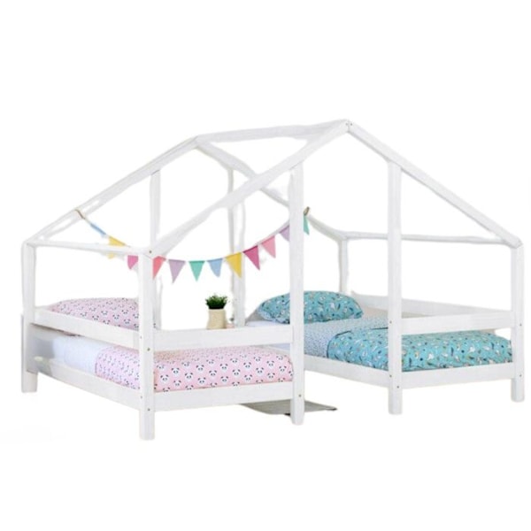 Lit cabane VILLY 2 platser 90 x 180 vit Vit