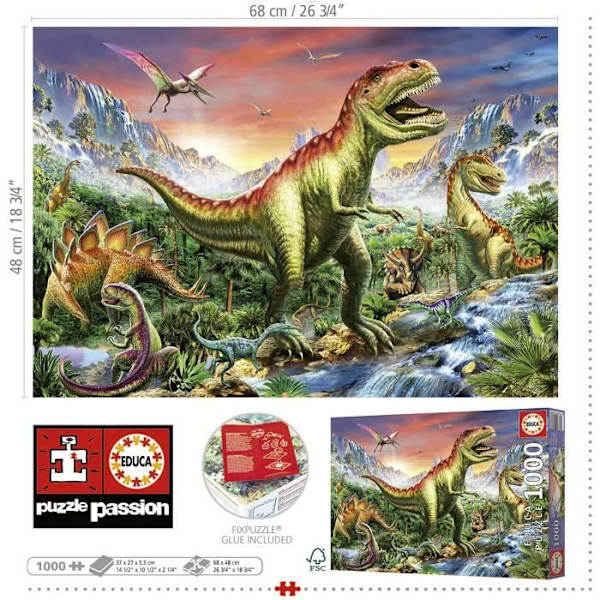 JURASSIC FOREST - 1000 brikker puslespil Flerfärgad