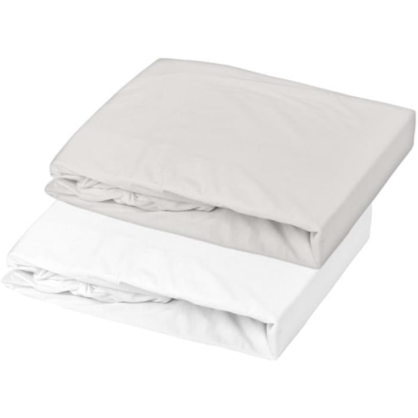 Set med 2 påslakan - DOMIVA - Jersey - 60x120 cm - Vit/pärla