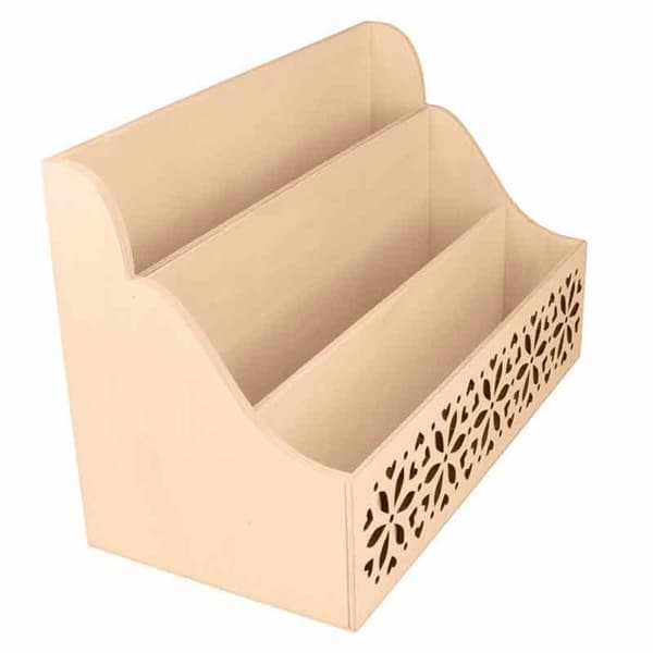 Range-courrier blomster i træ - 28 x 13,7 x 18 cm beige