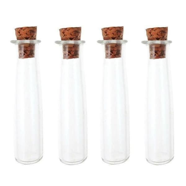 4 mini glasrør 4 cm med korkprop Transparent