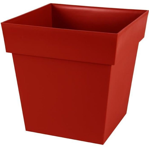 EDA Fyrkantig blomkruka Toscana 38 L - Rubinröd - 39 x 39 x H39cm - Frost- och UV-resistent rubinröd