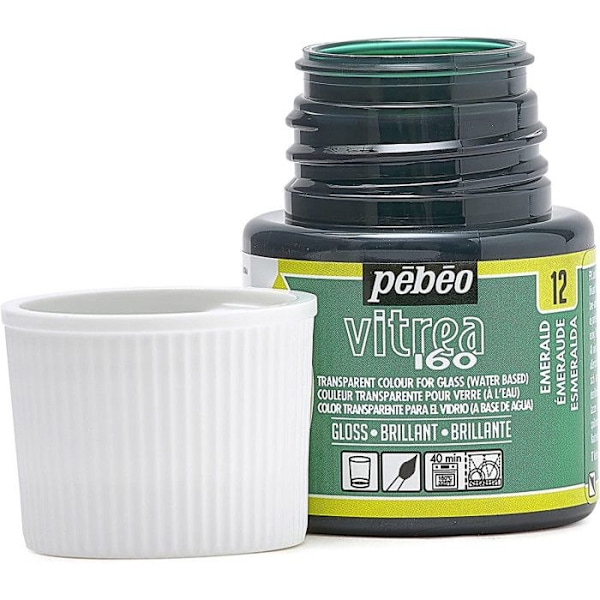 Maling til glas - Pébéo - Vitrea 160 - Smaragd N°12 - 45ml - Blank Emeraude N°12