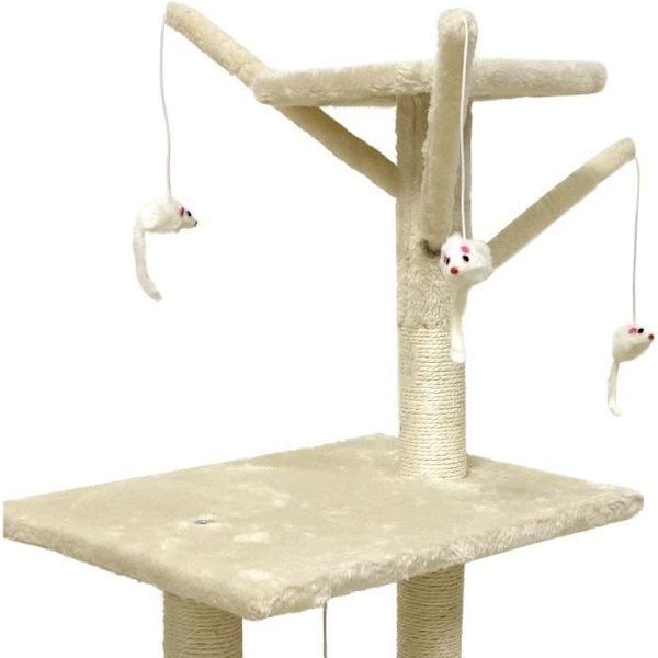 JIPSY Beige kattträd 79 x 34 x 138 cm - 3 plattformar, 1 abborre, 1 kennel, 1 trappa, skrapstolpar Beige