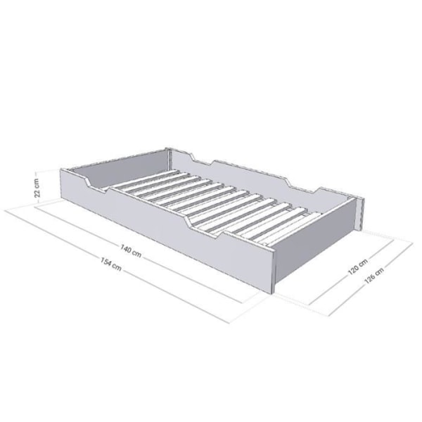 Opbevaringsskuffe - Benlemi - BUDDY - på hjul - grå - til seng 120 x 160 cm Grå