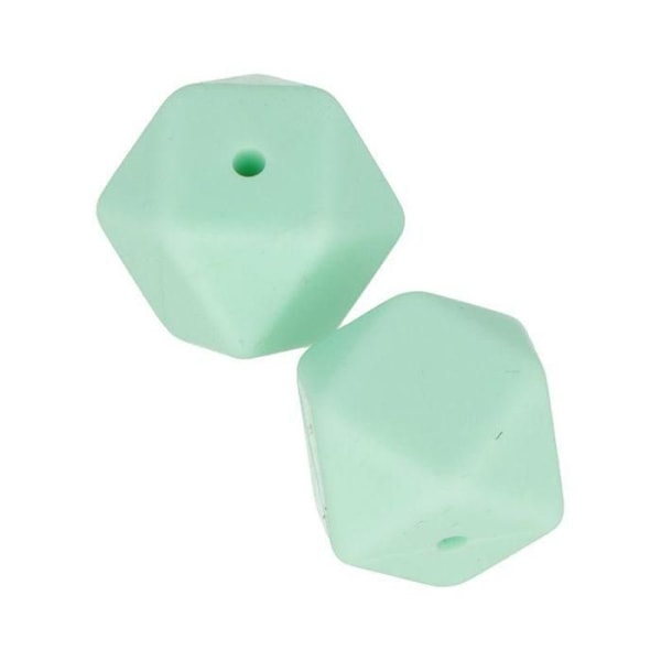 Hexagonala silikonpärlor - Ej specificerad - 17 mm - Vattengrön - 2 st Grön