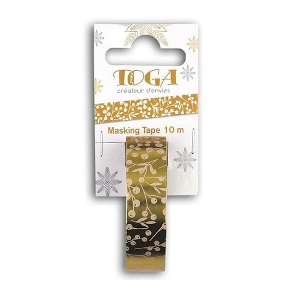 Masking Tape - TOGA - Hvide bær med guld papir - 10 m - 1 stk. Vit