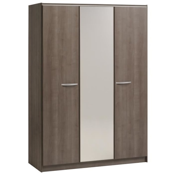 PARISOT Komplett sovrum för vuxna - Modernt - Silvervalnötsdekor - B 140 x B 190 cm - YSA Silver valnöt dekor