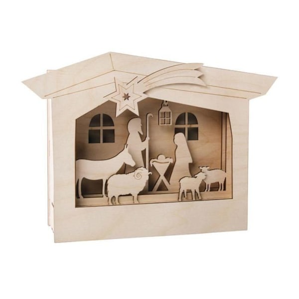 DIY julekrybbe i træ til at samle dig selv 24 x 24 x 6,3 cm Beige