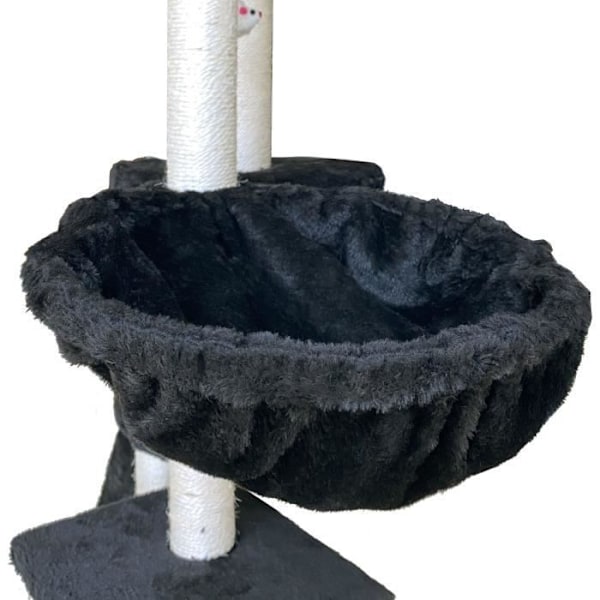 JIPSY sort kattetræ 79 x 34 x 138 cm - 3 platforme, 1 aborre, 1 kennel, 1 trappe, kradsestolper Svart