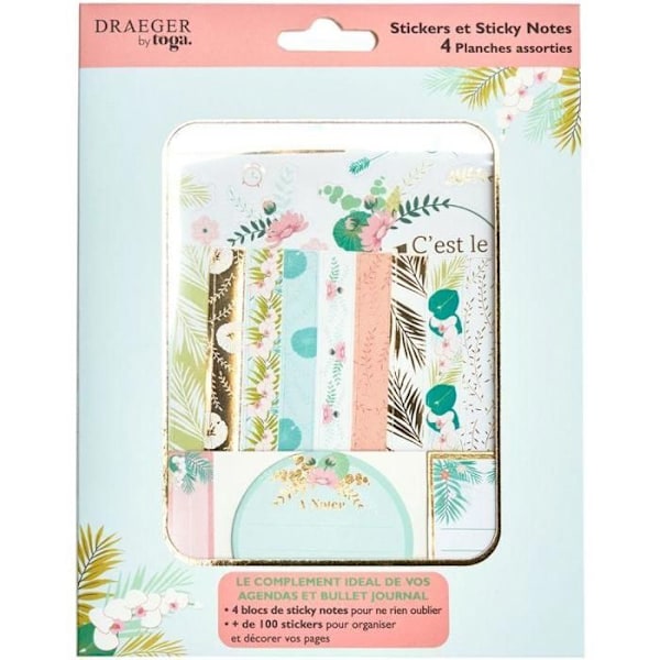Klistermärken och pastel- samt guldiga sticky notes Blå