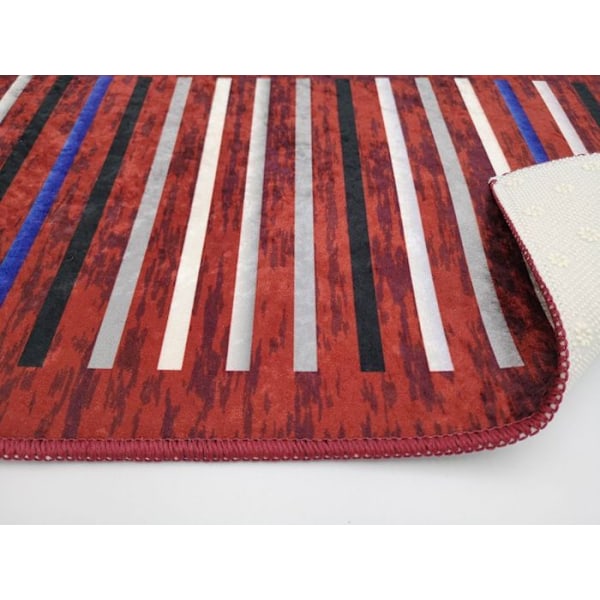 Teppe - MANI TEXTILE - Bordeaux-striper - 200x290 cm - Antiskli - Maskinvaskbar Bordeaux