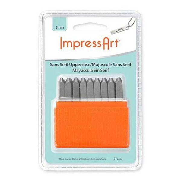 Reliefleimasinsarja - ImpressArt - Isot kirjaimet - 27 kpl - Kiinteä teräs - 3 mm Grå