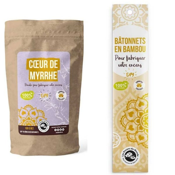 Tee tee-se-itse suitsuke - 100 paljaata bambutikkua + Heart of Myrrh -jauhe