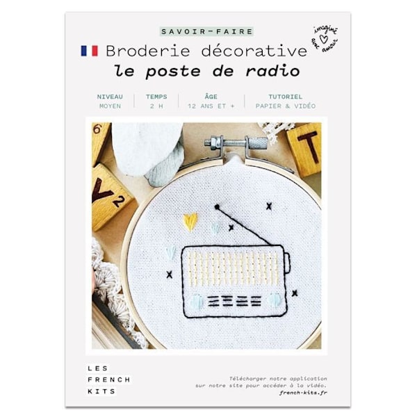 French Kits ompelu- ja kirjontasarja - Radioasema - Keskitaso - 7 kpl Flerfärgad