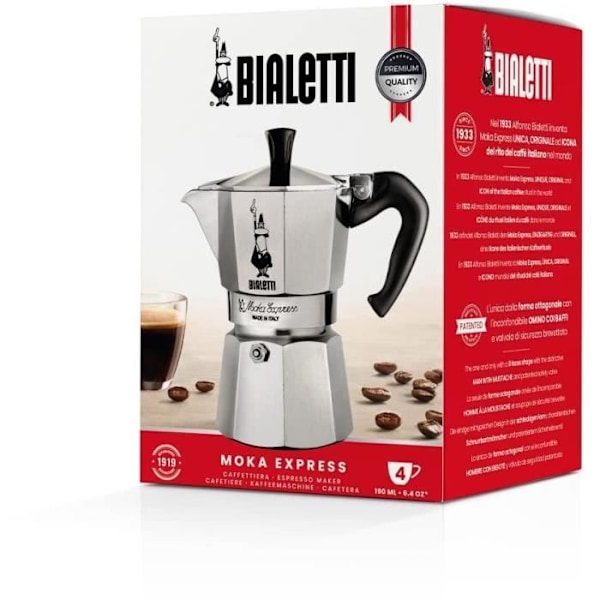 BIALETTI italiensk kaffebryggare - Moka Express - Aluminium - 4 koppar Grå