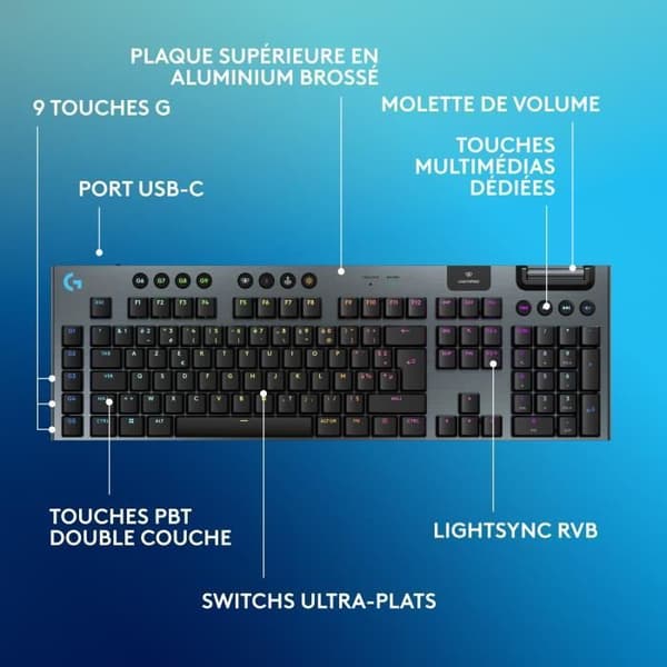 Gaming tastatur - Trådløs - Logitech G - G915 TKL X - AZERTY - Linear switch - Sort