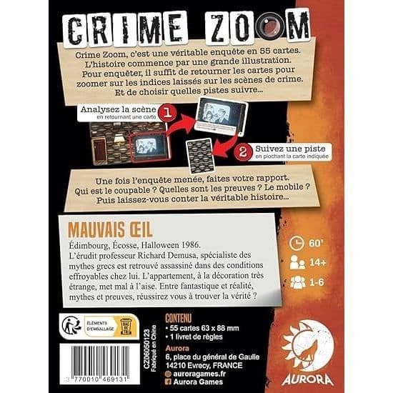 Crime Zoom: Dårligt øje - Asmodee - Efterforskningsspil - Fra 14 år - 30 minutter til 1 time