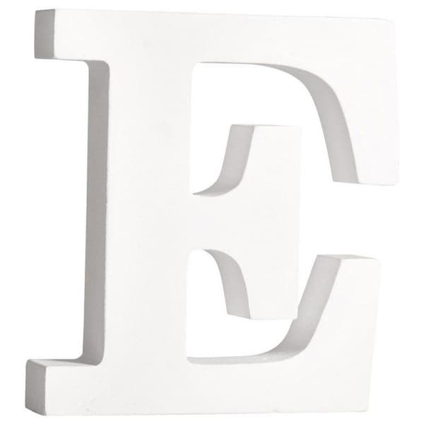 MDF-kirjain E, valkoinen, 11cm, paksuus 2cm