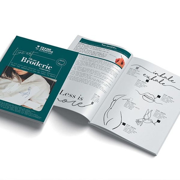 Broderi kit til tøj line art Svart
