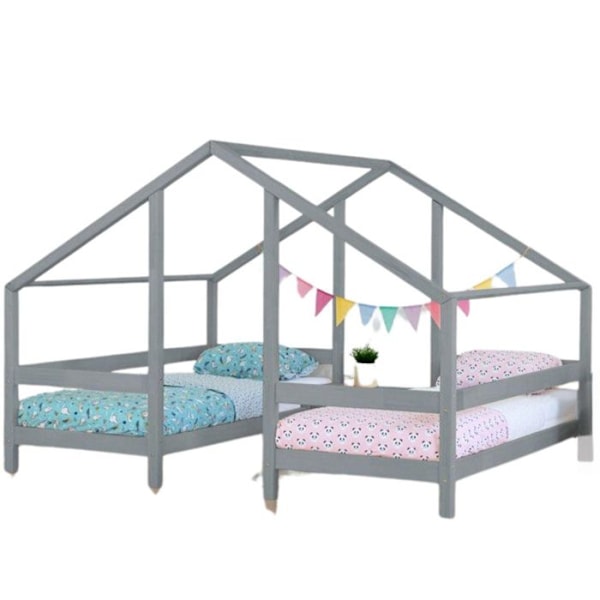Lit cabane VILLY 2 pladser 90 x 160 grå Grå