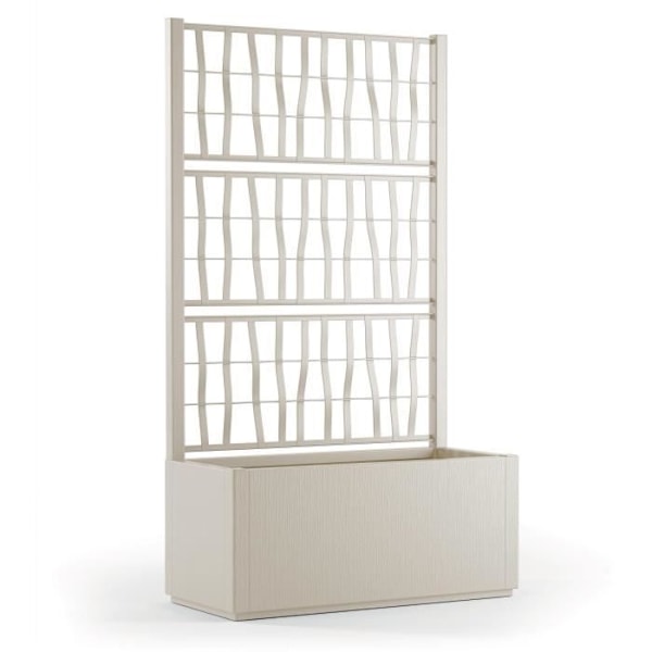 Ethica rektangulær blomsterkasse 80 cm med kridt espalier Vit