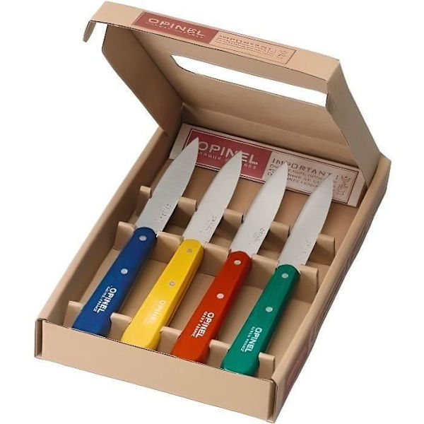 Opinel Box - 4 skæreknive nr. 112 Blå, gul, röd, grön