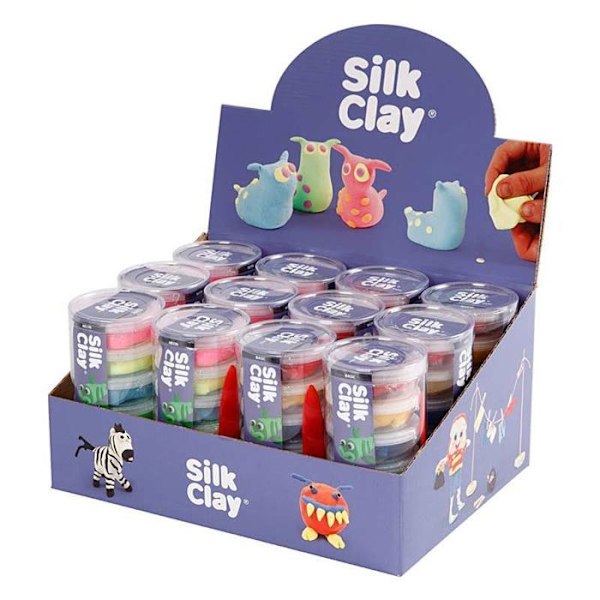 Setti 12 Silk Clay muovailumassaa - Perusvärit ja neonvärit Flerfärgad