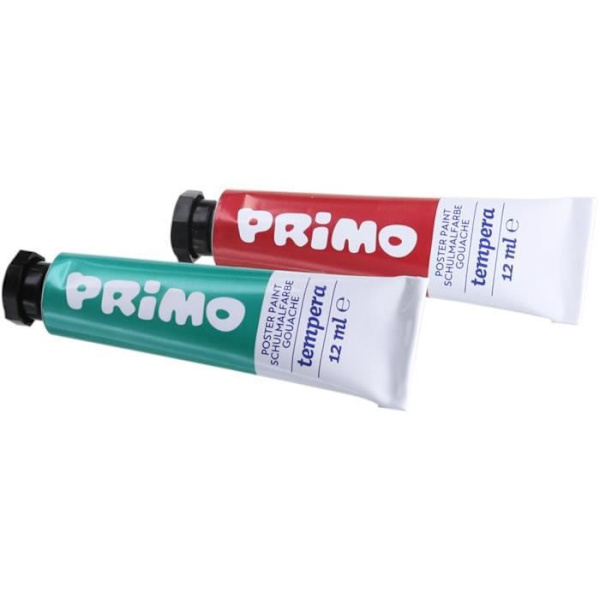 12 ml: n PRIMO 450T12FMP -putki erityistä guassia: 4 fluoresoivaa väriä ja 8 metalliväristä.