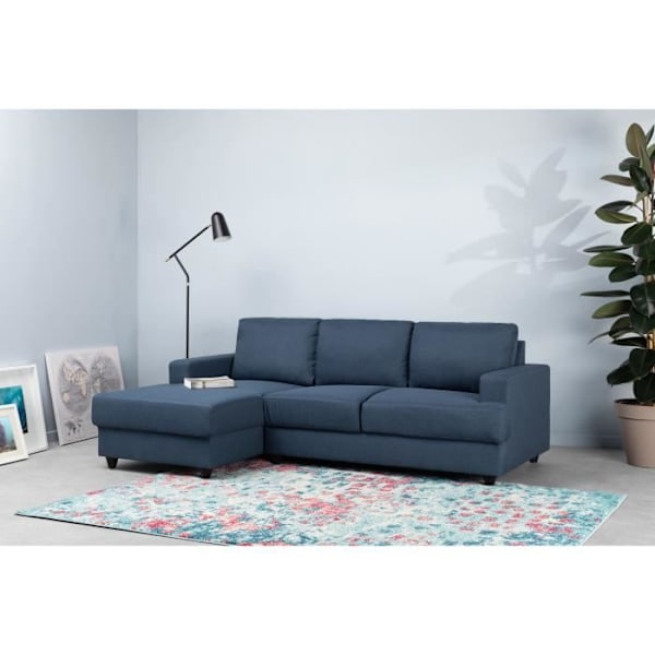 PAUL 4-personers venstre hjørnesofa - Blåt stof - Moderne - L 215 x D 140 cm - Fremstillet i Ukraine Blå