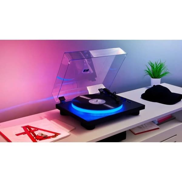 Tourne-disque BIGBEN INTERACTIVE PARTYBTTDLIGHT - Ljustav platå - Remdrift - Bluetooth - Ljus effekter Svart