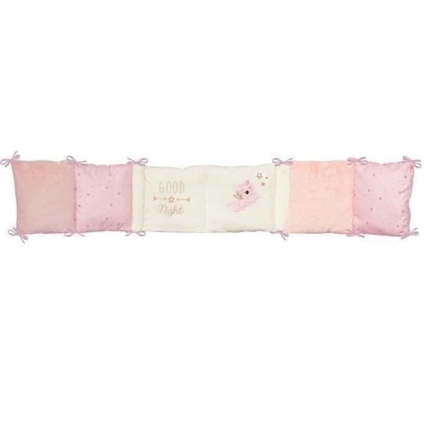 DOMIVA Jolly Bed Bumper - 100 % polyester mikrofiber - Anpassningsbar - Vit/Rosa - 30 x 180 cm vitt och rosa