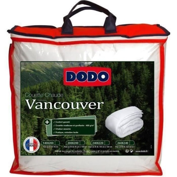Vancouver varmt täcke - 220 x 240 cm - 400gr/m² - Vit - DODO