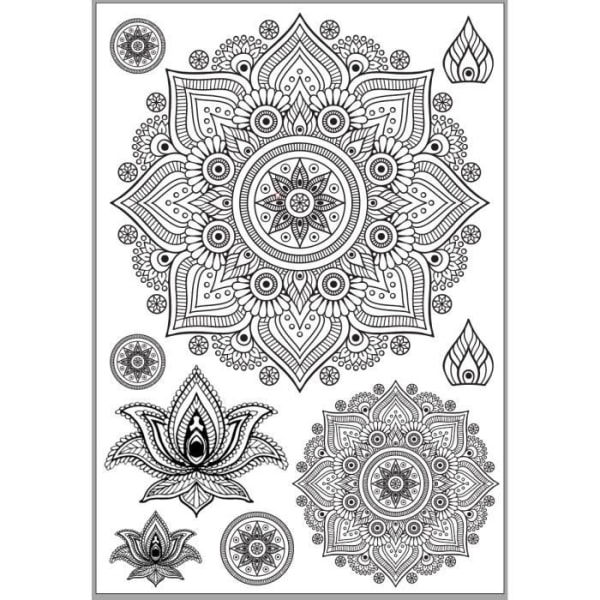 A4 silitettävä siirtokuva - KI-SIGN - Musta Mandala - Erikoispaperi - Helppokäyttöinen - 21x29,7cm Svart