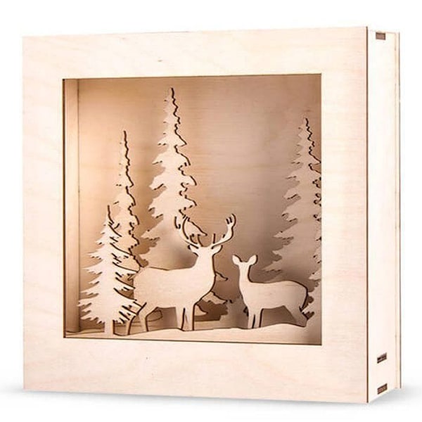 Joulumetsän puurunkosarja 20 x 20 cm Beige