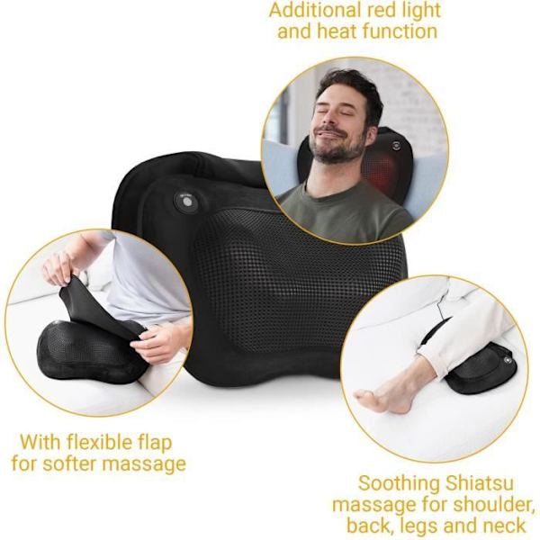 MEDISANA MC 850 - Shiatsu-hierontatyyny hartioille, selkään, jaloille ja niskaan - 2 nopeutta - Lämpötoiminto - Joustava pehmuste