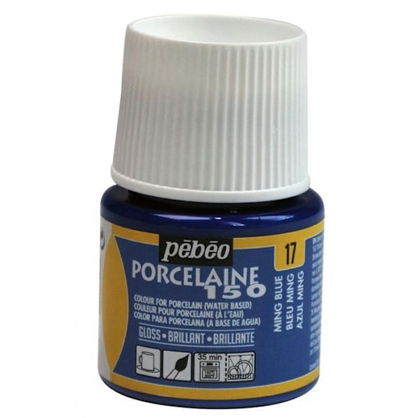 Posliinimaali - Pébéo - 150 Gloss - Ming blue N°17 - 45ml pullo - Kypsennys 150°C Blå