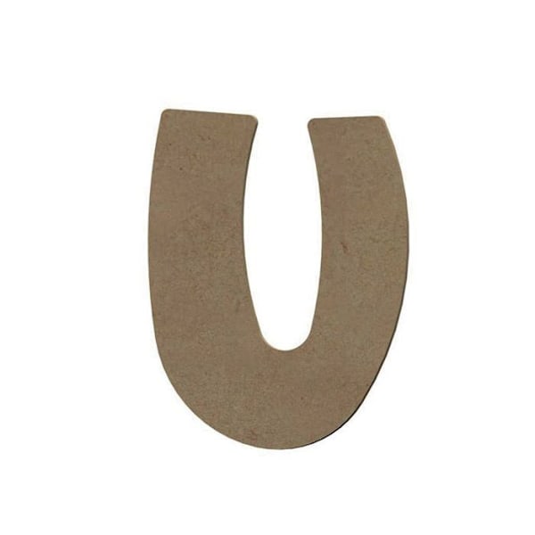 Iso kirjain U MDF-puuta koristeluun - 8 cm kastanj