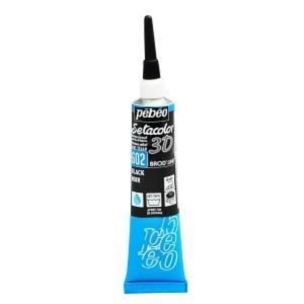 Tøjfarve - Pébéo - Setacolor 3D Brod Line - Sort - 20ml - Fløjlseffekt Svart