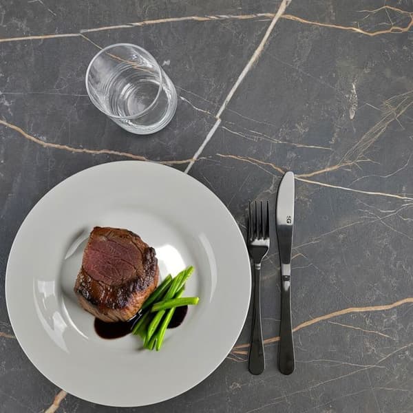 Högt bord 60 x 60 cm Rom bistro marmor eld Svart