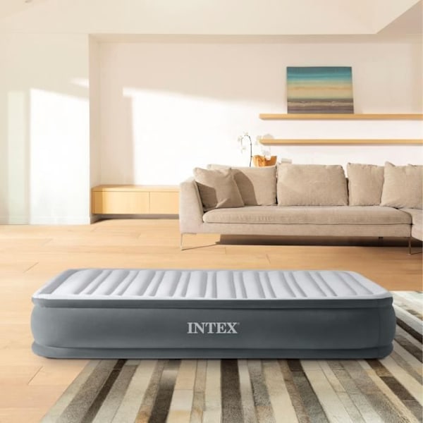 Intex-ilmapatja - 1 Henkilö - 100 x 190 cm Farve: Lysegrå / Mørkegrå kant