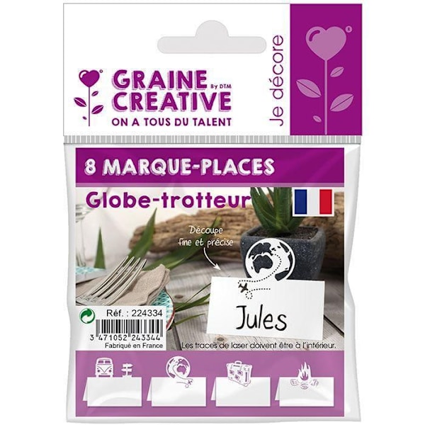 Märkesplatser - Graine Creative - Globe Trotteur - 8 modeller - Vit - 220g/m2 {Färg}