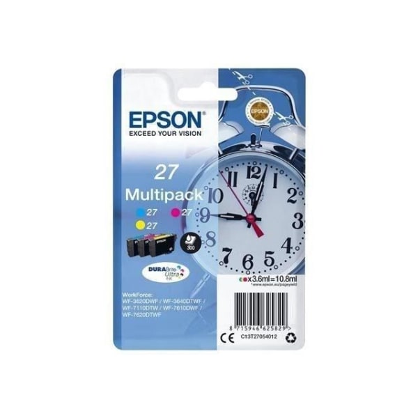 EPSON Multipack T2705 mustepatruuna - syaani, magenta, keltainen - DURABrite Ultra - 3 kpl pakkaus