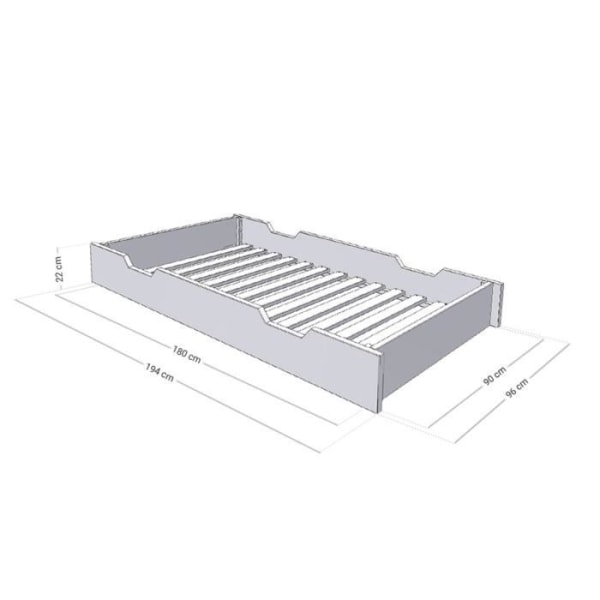 Sengekasse - GENERISK - BUDDY - 90 x 200 cm - Mørkerød - Massivt træ Röd