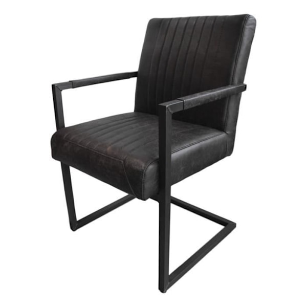 Spisestuestol - HSM - Texas - Ægte læder - Vintage finish - Industriel stil Svart