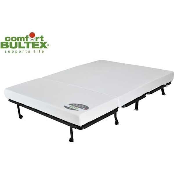 BZ 2-sits bänk BECCI - Preussiskt blått tyg - Bultex madrass - L142 x P101 x H95cm - Tillverkad i Frankrike Preussisk blå