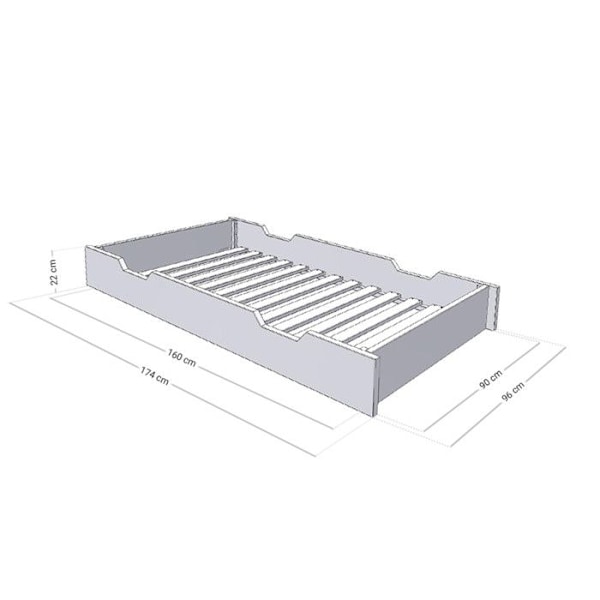 Rullande utdragssäng - grå för säng 90 x 180 cm Grå