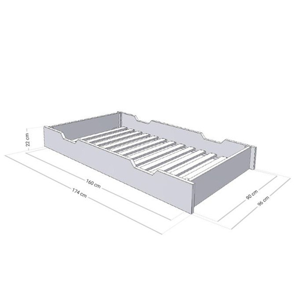 Sengeudtræk med hjul - grå til seng 90 x 180 cm Grå