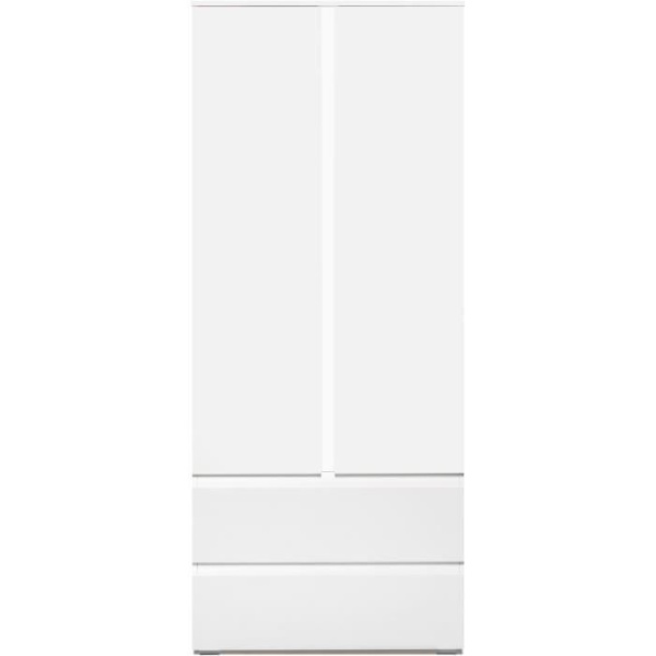 IMAGE7 skåp - 2 dörrar + 2 lådor - Matt Vit - L80 x H191 x D40 cm Vit